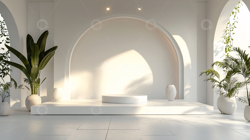 高清大图下载【趣麦麦图】极简白色室内展示空间