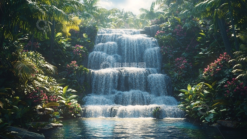高清大图下载【趣麦麦图】热带雨林瀑布