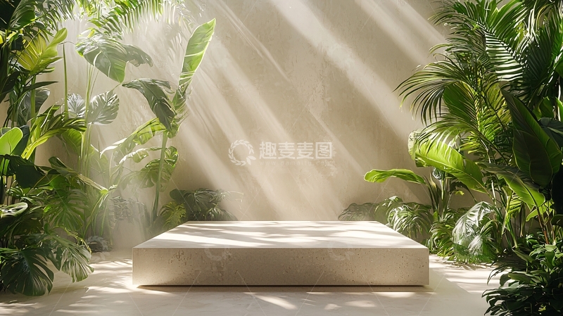 高清大图下载【趣麦麦图】光线透过绿叶的展示台