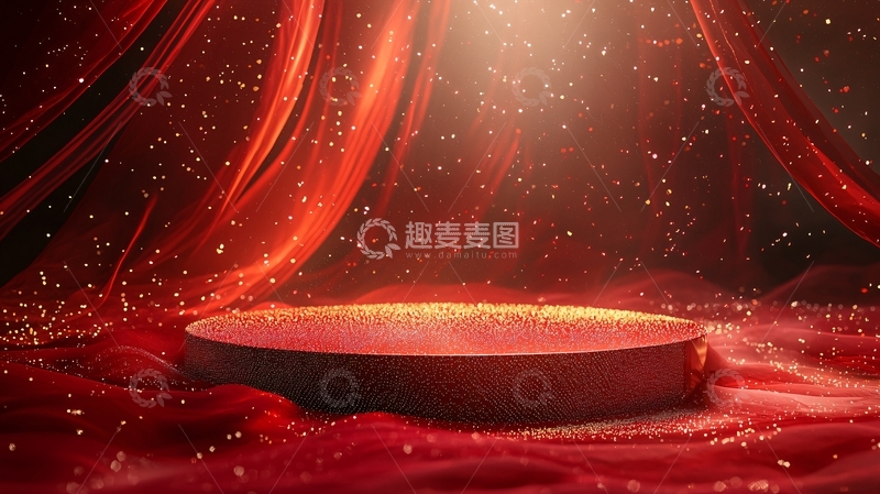 高清大图下载【趣麦麦图】红色幕布圆形展台