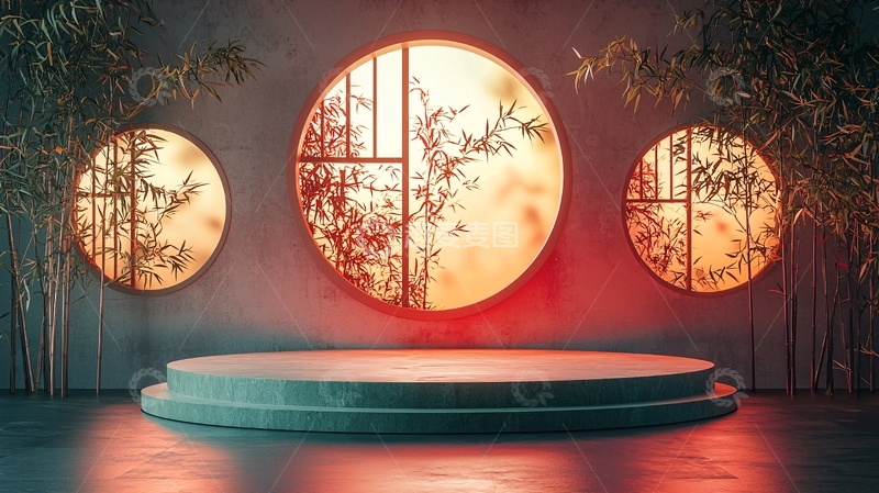 高清大图下载【趣麦麦图】中式圆形窗景