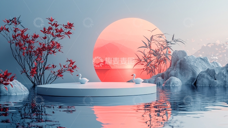 高清大图下载【趣麦麦图】极简风格山水意境图