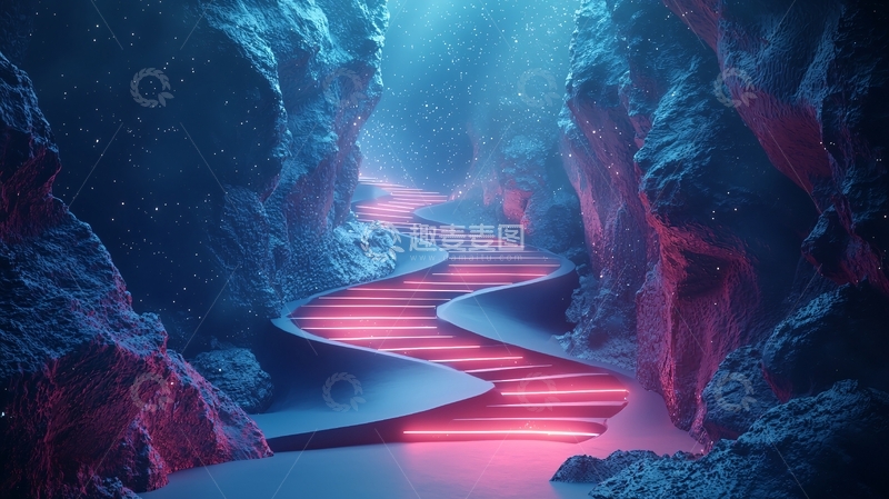 高清大图下载【趣麦麦图】蓝紫梦幻峡谷通道