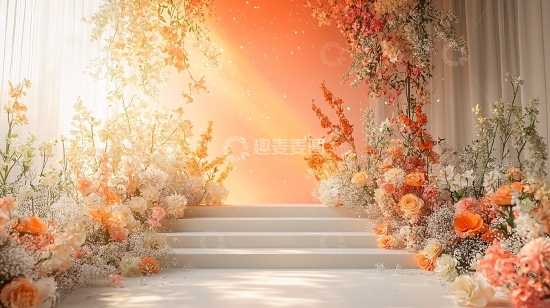 高清大图下载【趣麦麦图】橙色花朵婚礼背景