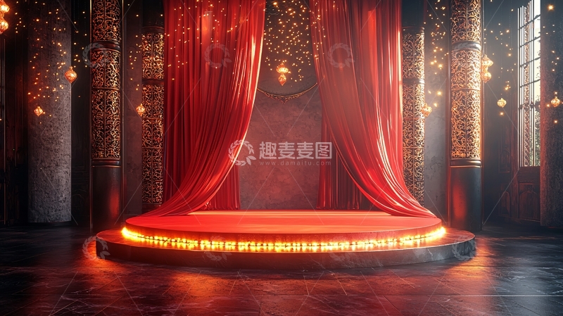 高清大图下载【趣麦麦图】红幕舞台灯光背景