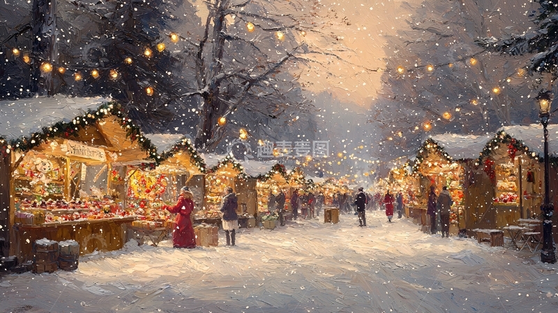 高清大图下载【趣麦麦图】冬日圣诞集市