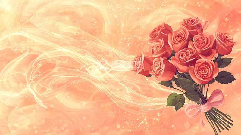 高清大图下载【趣麦麦图】橙色玫瑰花束