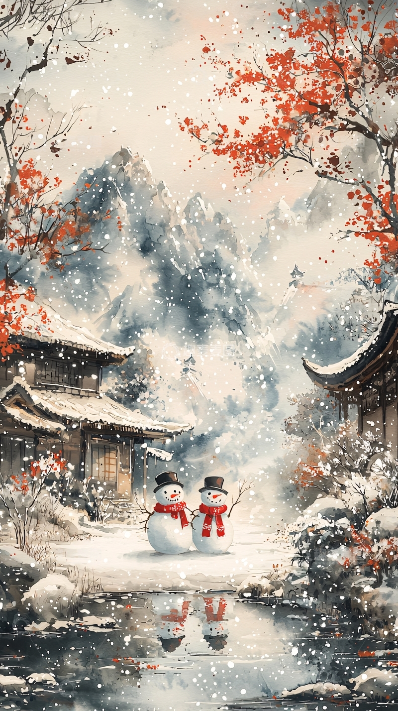 高清大图下载【趣麦麦图】水墨雪景