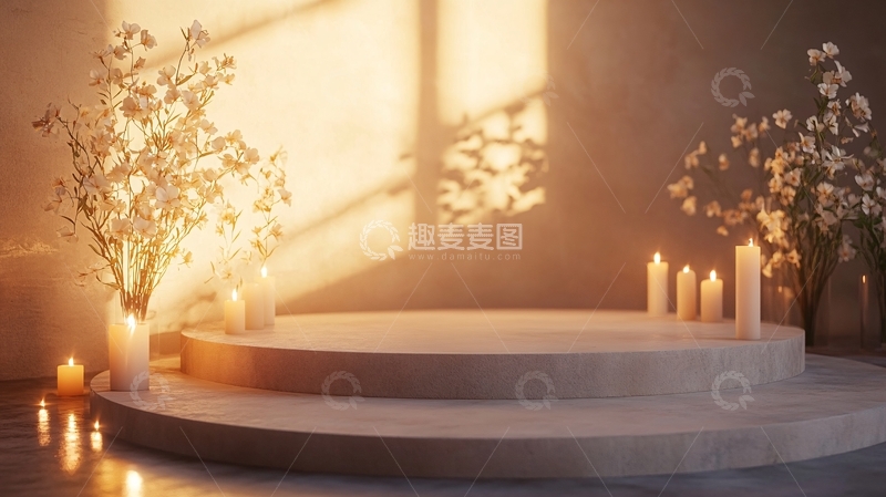 高清大图下载【趣麦麦图】温暖阳光下的圆形展示台