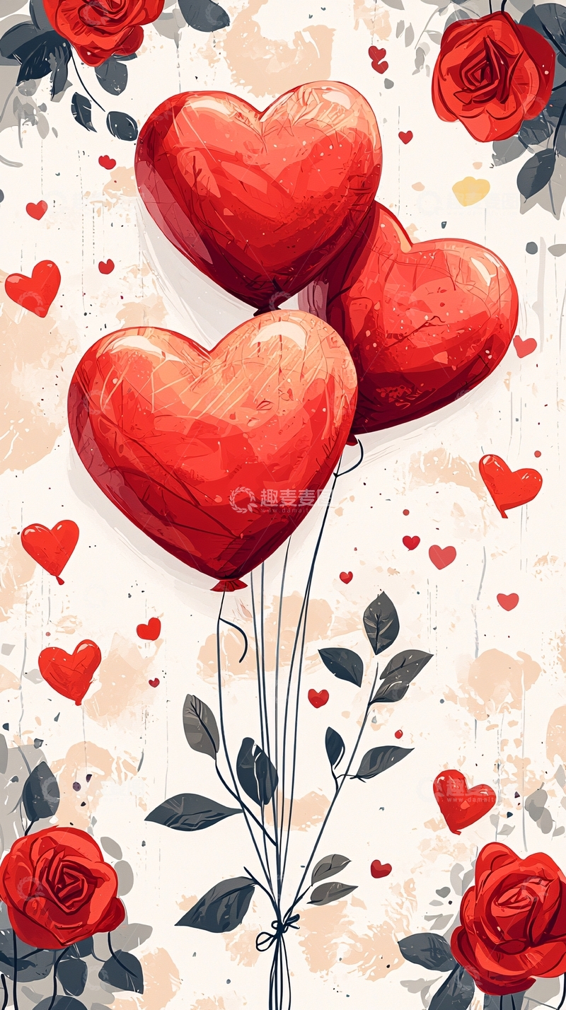 高清大图下载【趣麦麦图】爱心气球