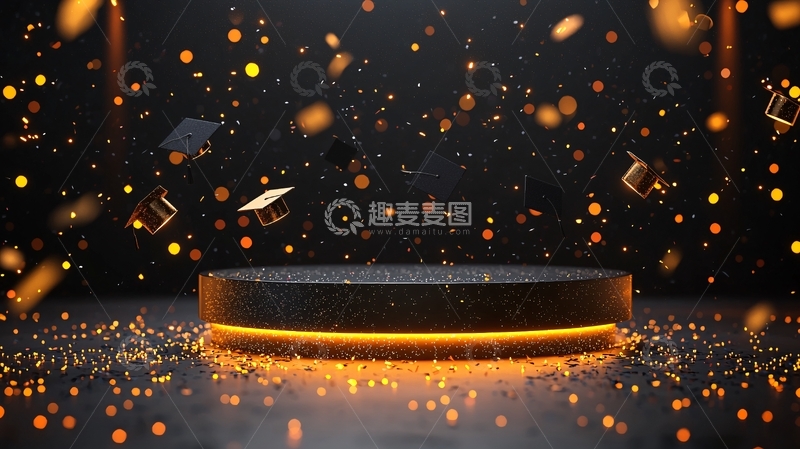 高清大图下载【趣麦麦图】黑金色圆形舞台背景