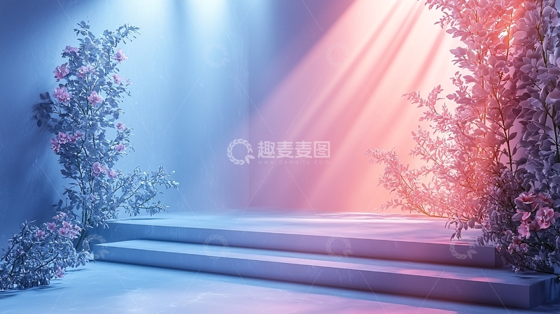 高清大图下载【趣麦麦图】梦幻粉色蓝色背景