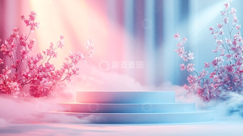 高清大图下载【趣麦麦图】梦幻粉色蓝色背景