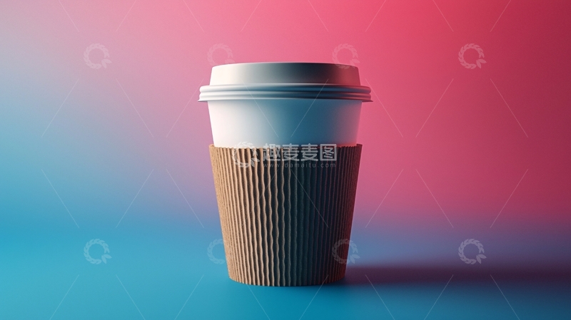 高清大图下载【趣麦麦图】彩色背景下纸杯咖啡