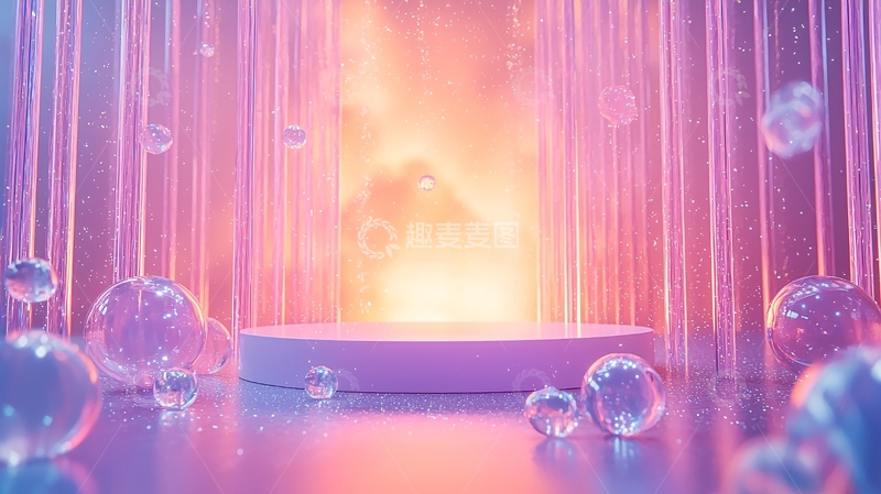 高清大图下载【趣麦麦图】梦幻紫色泡泡舞台