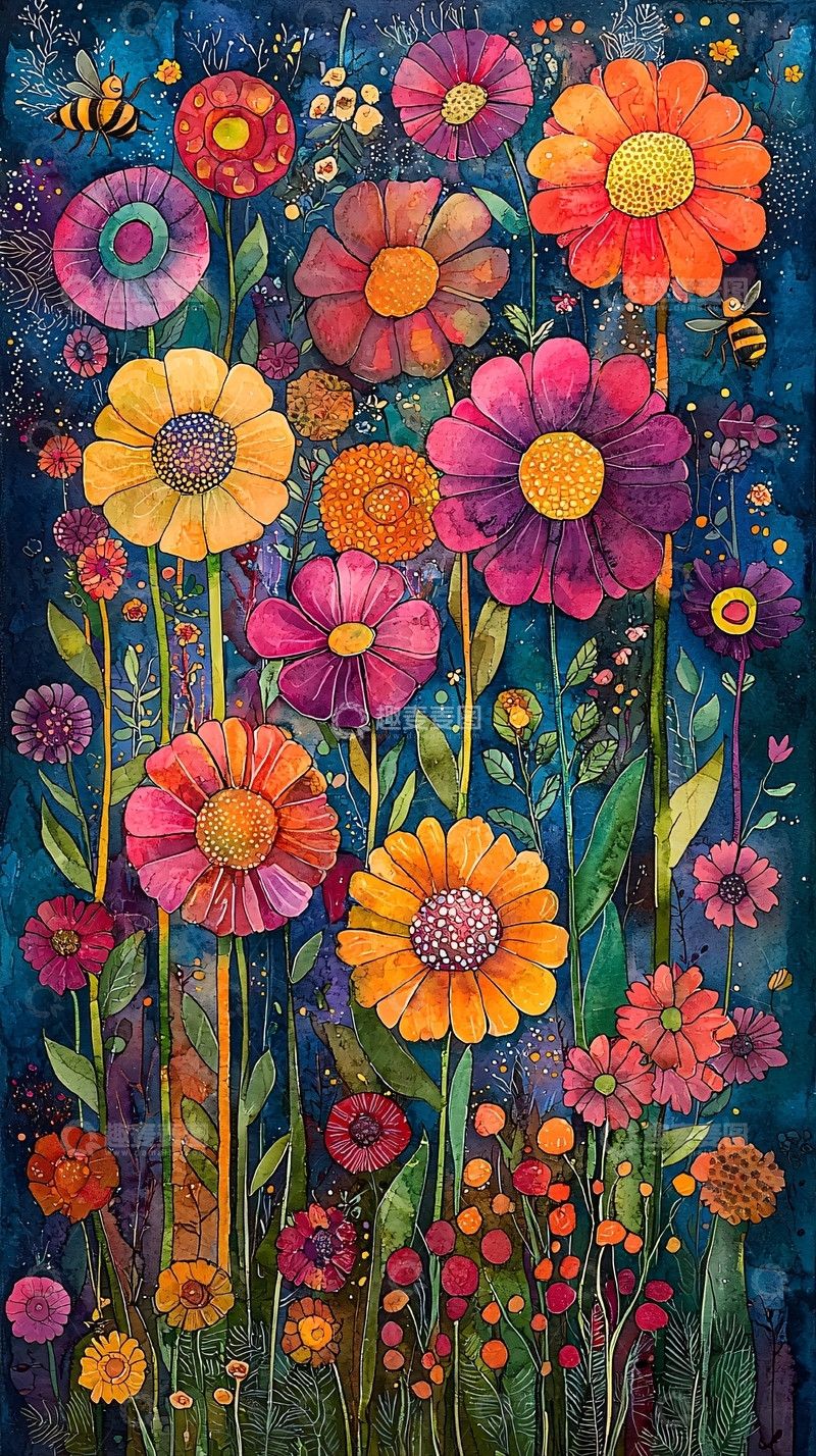 高清大图下载【趣麦麦图】梦幻多彩花卉图