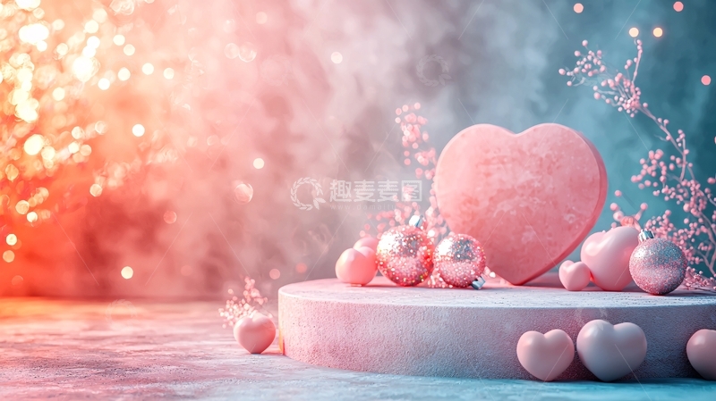 高清大图下载【趣麦麦图】粉色爱心背景