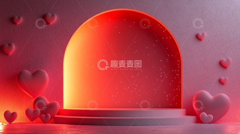 高清大图下载【趣麦麦图】粉色爱心拱门背景