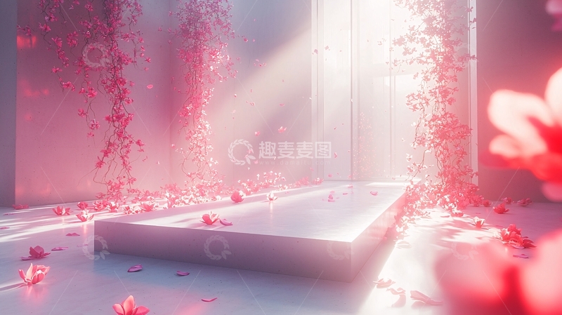 高清大图下载【趣麦麦图】粉色花瓣梦幻浴室