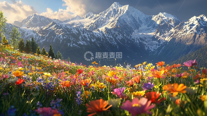 高清大图下载【趣麦麦图】高山花海