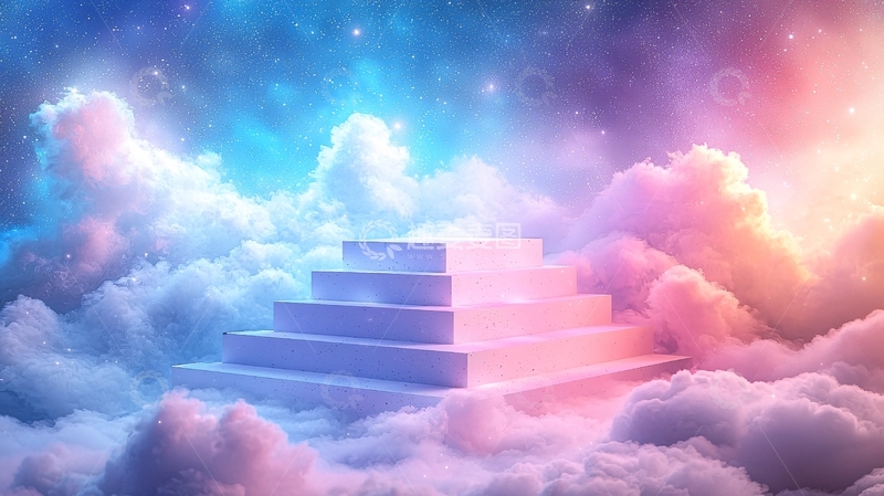 高清大图下载【趣麦麦图】云端阶梯
