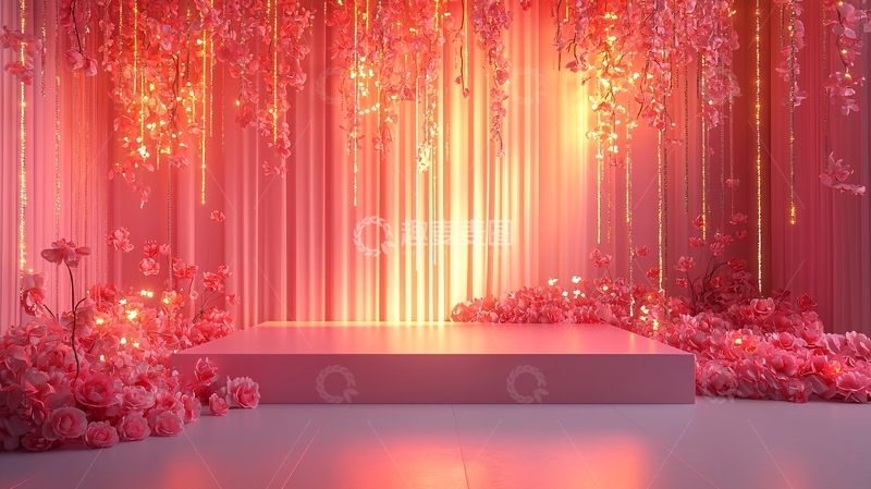 高清大图下载【趣麦麦图】粉色梦幻舞台背景