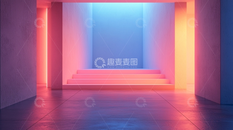 高清大图下载【趣麦麦图】霓虹灯走廊