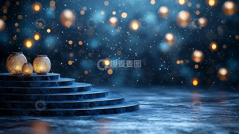 高清大图下载【趣麦麦图】蓝色梦幻舞台背景