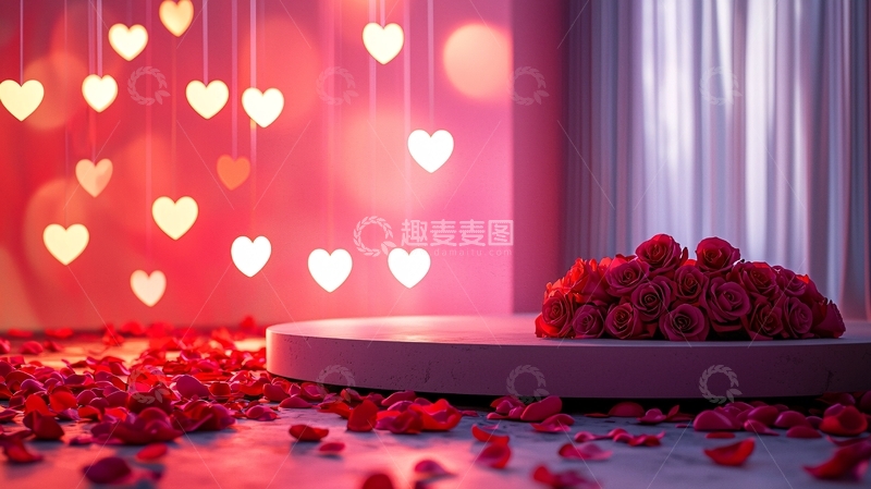 高清大图下载【趣麦麦图】浪漫粉色爱心背景