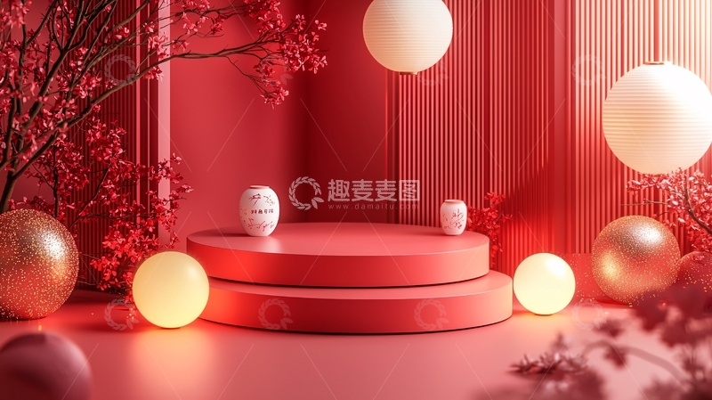 高清大图下载【趣麦麦图】红色背景