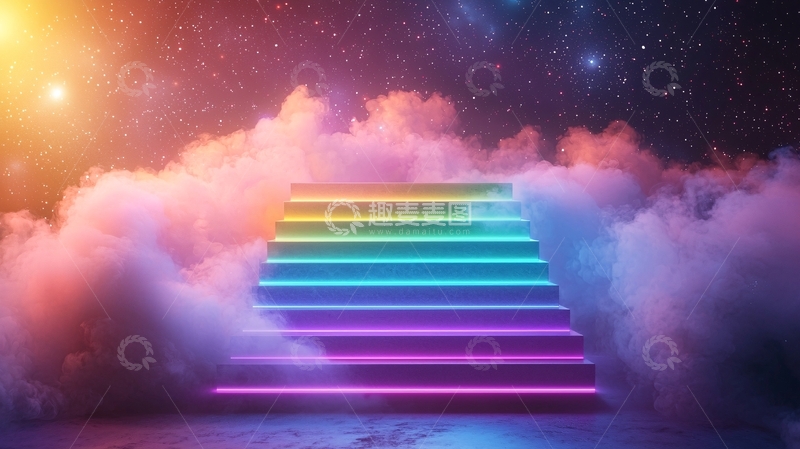 高清大图下载【趣麦麦图】彩虹阶梯