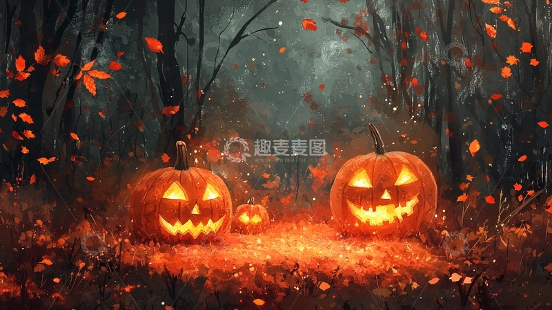 高清大图下载【趣麦麦图】黑暗森林南瓜灯
