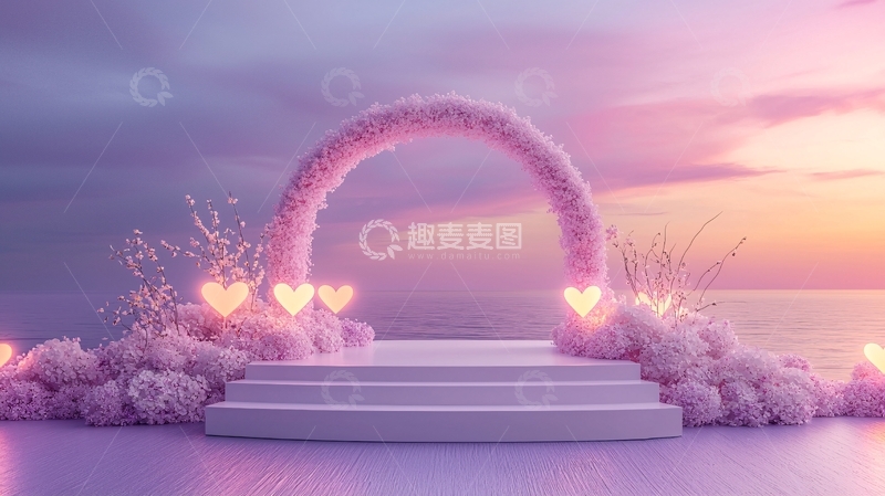 高清大图下载【趣麦麦图】粉色花环拱门