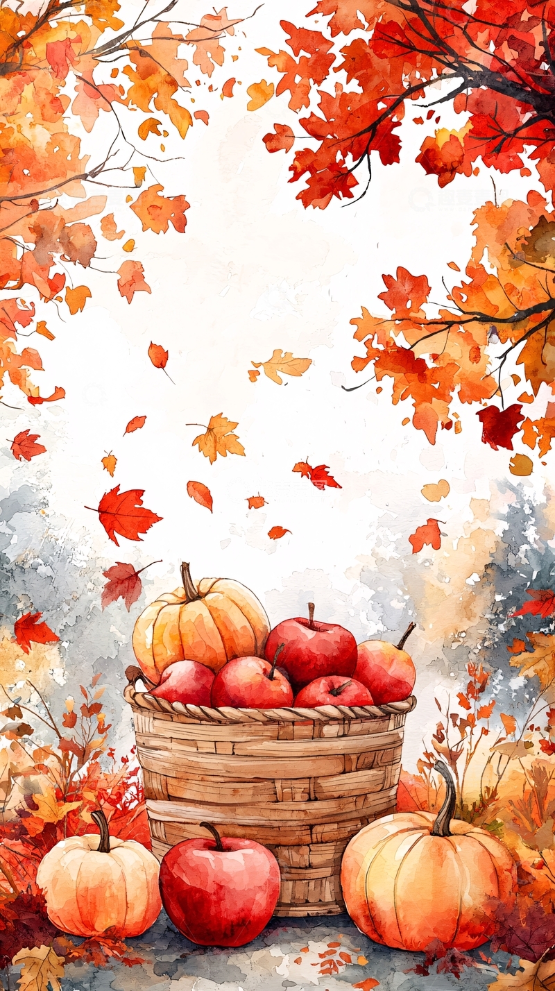 高清大图下载【趣麦麦图】秋季水彩画