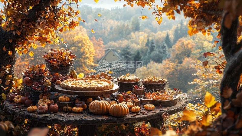 高清大图下载【趣麦麦图】秋日森林甜品派对