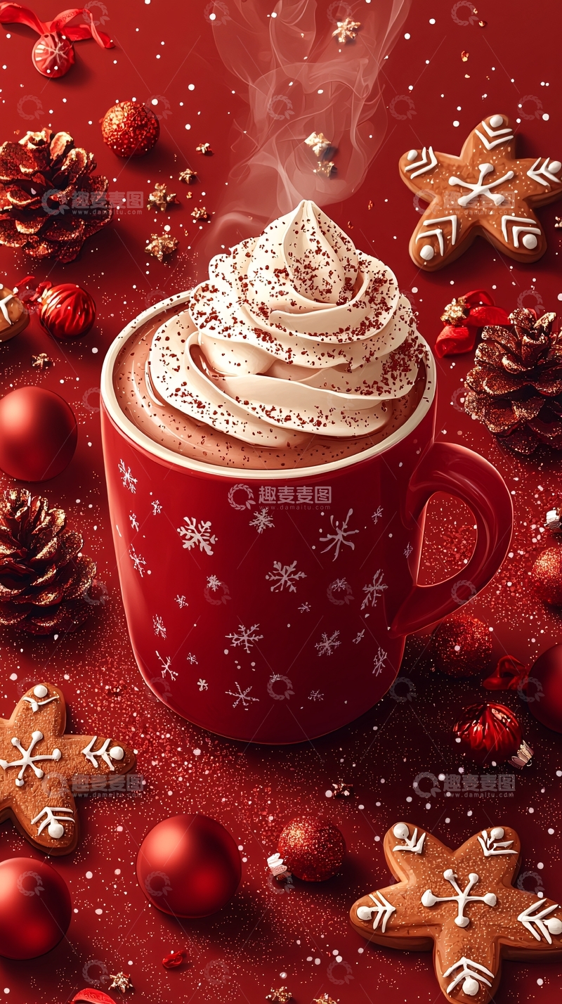 高清大图下载【趣麦麦图】圣诞节热巧克力