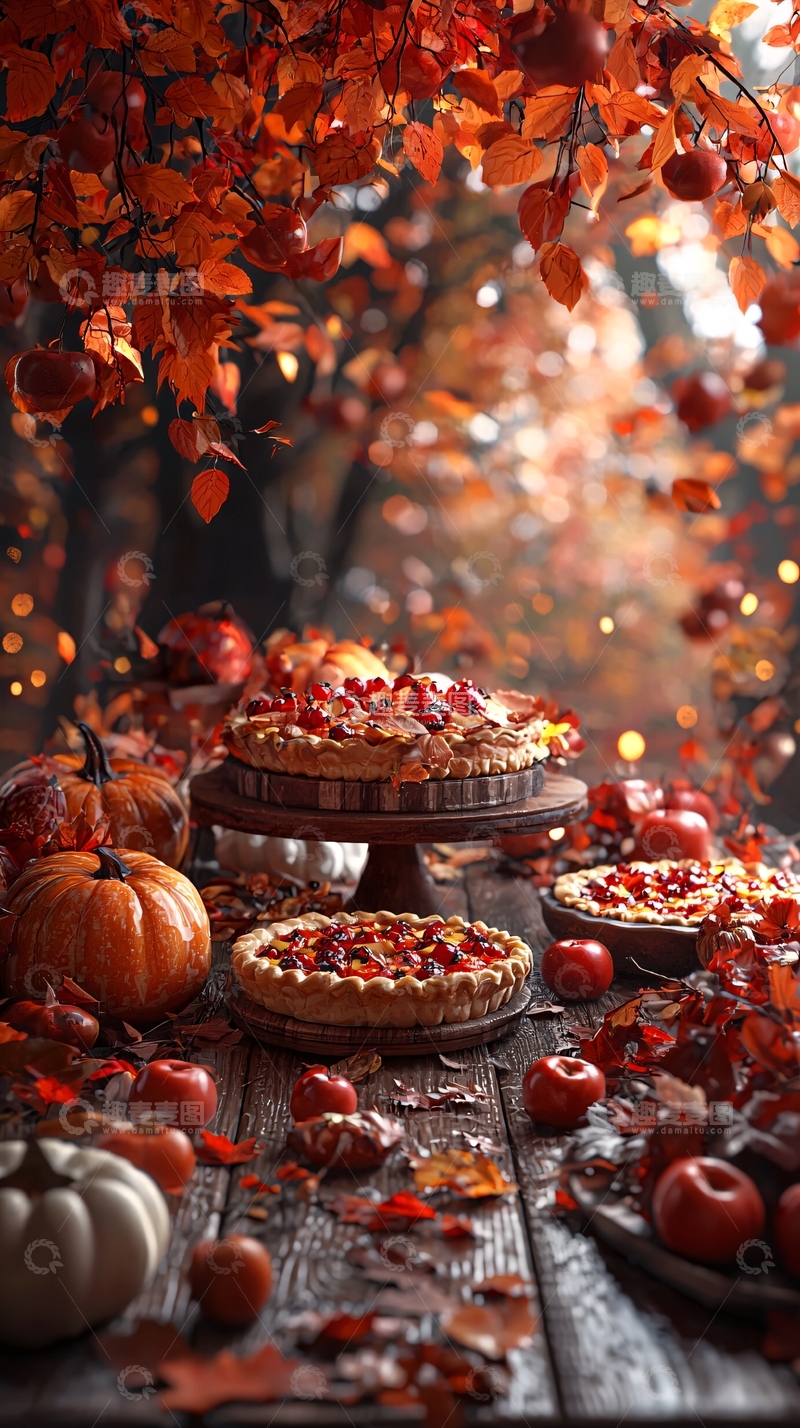 高清大图下载【趣麦麦图】秋日苹果派与南瓜