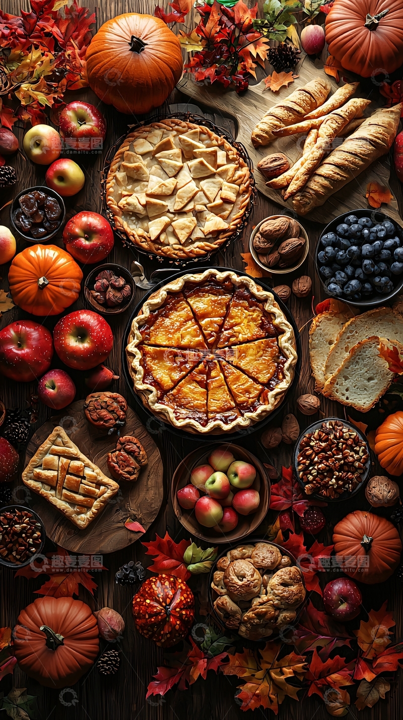 高清大图下载【趣麦麦图】秋季丰收美食大餐
