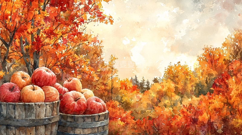 高清大图下载【趣麦麦图】秋日苹果丰收景色