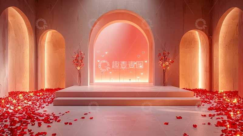 高清大图下载【趣麦麦图】粉色浪漫拱门背景