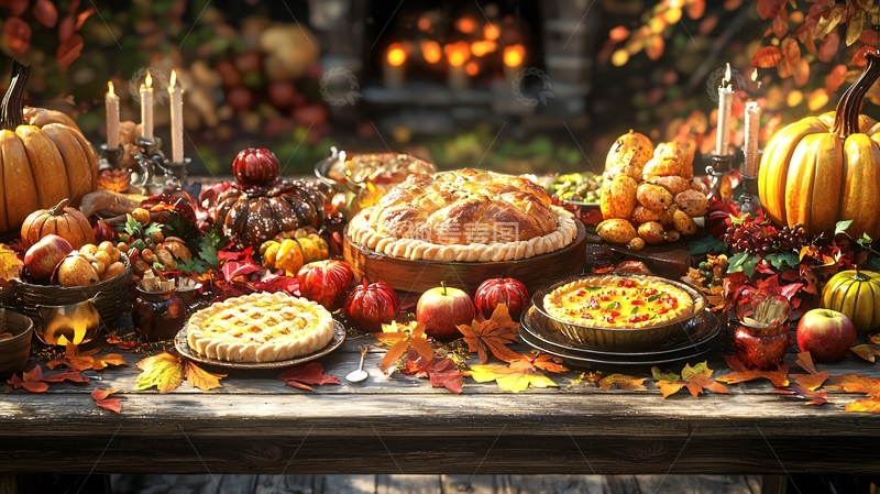 高清大图下载【趣麦麦图】丰收节美食大餐