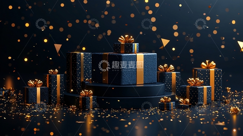 高清大图下载【趣麦麦图】黑色系礼盒