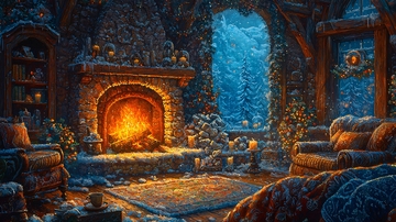 温暖舒适的壁炉小屋