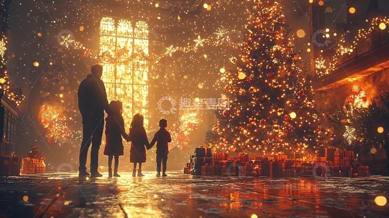 高清大图下载【趣麦麦图】温馨圣诞节家庭合照