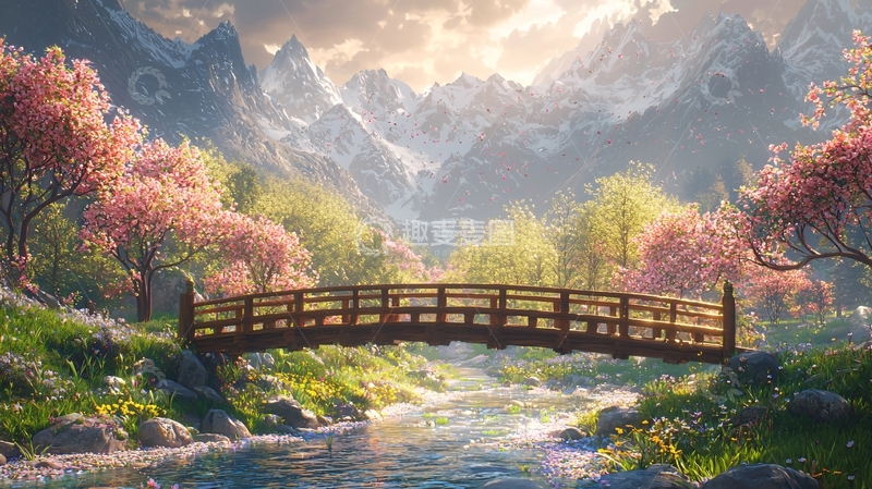 高清大图下载【趣麦麦图】山间小桥流水人家