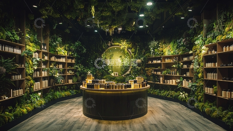 高清大图下载【趣麦麦图】绿植环绕的室内商店