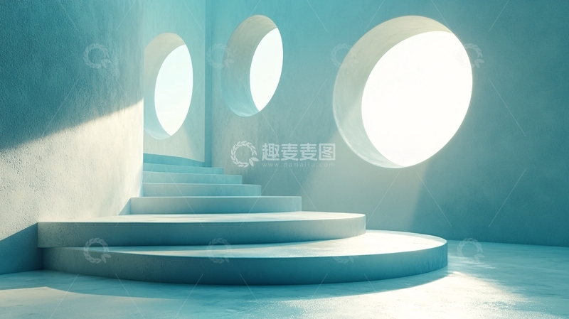 高清大图下载【趣麦麦图】蓝色圆形楼梯