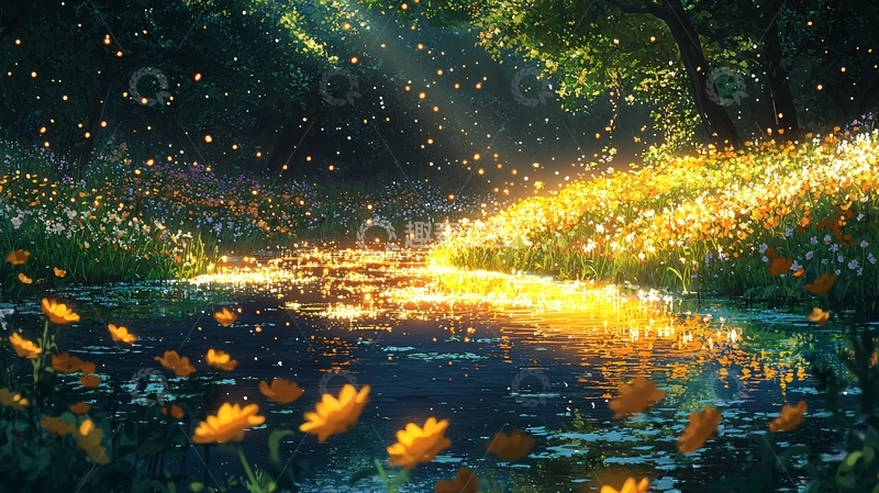 高清大图下载【趣麦麦图】阳光森林小溪