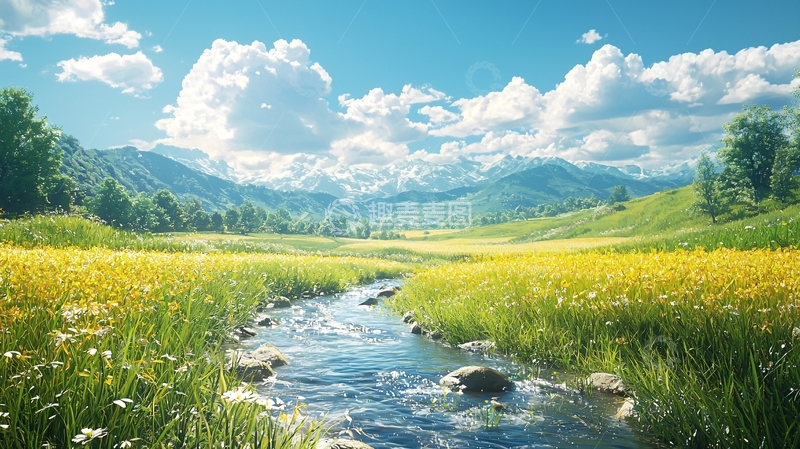 高清大图下载【趣麦麦图】阳光明媚的田园山川景色