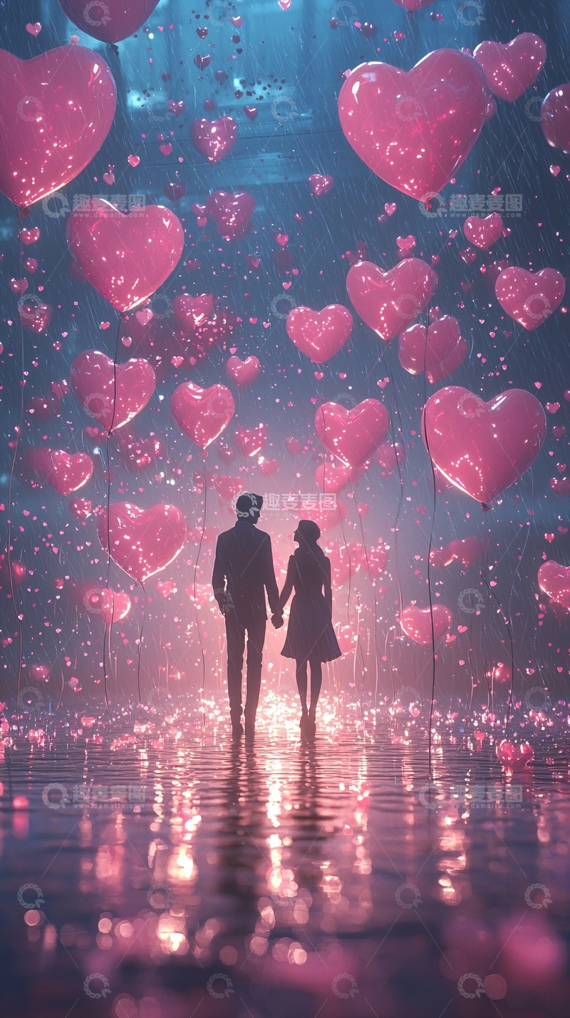 高清大图下载【趣麦麦图】粉色爱心气球